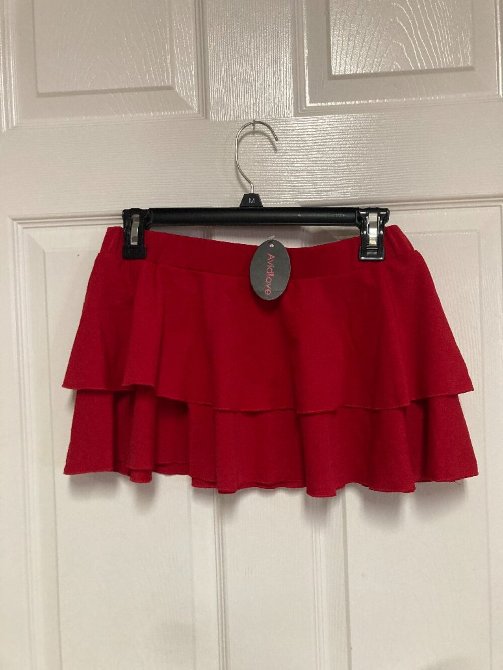 Avidlove New With Tags Red Ruffled Mini Skirt Women's Size L